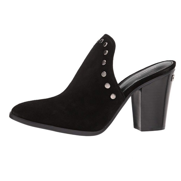 Micheal Kors Louise suede mules w/ gunmetal studs - Picture 4 of 6